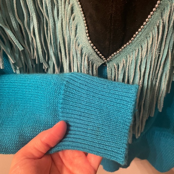 Vintage Fringe & Leather Sweater - Picture 4 of 10
